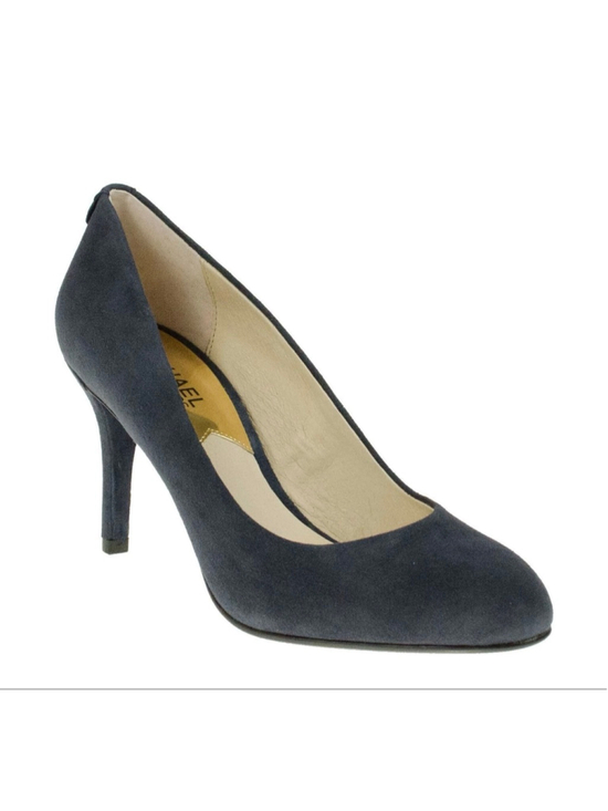 Michael Kors Shoes - Women's Michael Kors Navy Suede Heels with Gold Detail